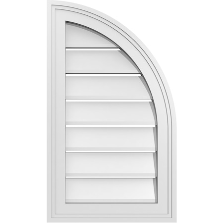 Ekena Millwork Quarter Round Top Right Surface Mount PVC Gable Vent w/ 2"W x 1-1/2"P Brickmould Frame, 14"W x 24"H GVPQR14X2402SF